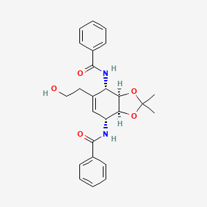molecular formula C25H28N2O5 B8053526 N-[(3aS,4R,7S,7aR)-7-benzamido-6-(2-hydroxyethyl)-2,2-dimethyl-3a,4,7,7a-tetrahydro-1,3-benzodioxol-4-yl]benzamide 