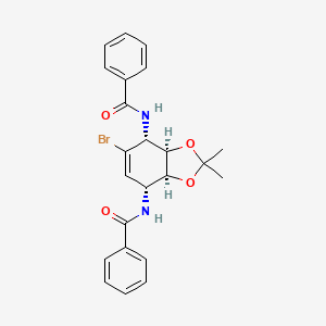molecular formula C23H23BrN2O4 B8053535 rac-N,N'-((3aR,4R,7R,7aS)-5-bromo-2,2-dimethyl-3a,4,7,7a-tetrahydrobenzo[d][1,3]dioxole-4,7-diyl)dibenzamide 
