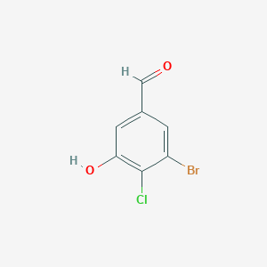molecular formula C7H4BrClO2 B8054022 3-Bromo-4-chloro-5-hydroxybenzaldehyde 