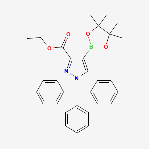 molecular formula C31H33BN2O4 B8054046 Ethyl 4-(4,4,5,5-tetramethyl-1,3,2-dioxaborolan-2-yl)-1-trityl-1H-pyrazole-3-carboxylate 