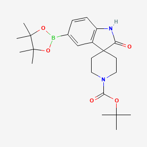 molecular formula C23H33BN2O5 B8054113 tert-Butyl 2-oxo-5-(4,4,5,5-tetramethyl-1,3,2-dioxaborolan-2-yl)spiro[indoline-3,4'-piperidine]-1'-carboxylate 