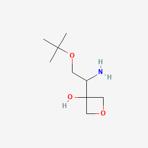 molecular formula C9H19NO3 B8054301 3-[1-Amino-2-[(2-methylpropan-2-yl)oxy]ethyl]oxetan-3-ol 