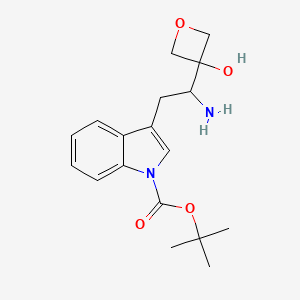 molecular formula C18H24N2O4 B8054303 Tert-butyl 3-[2-amino-2-(3-hydroxyoxetan-3-yl)ethyl]indole-1-carboxylate 