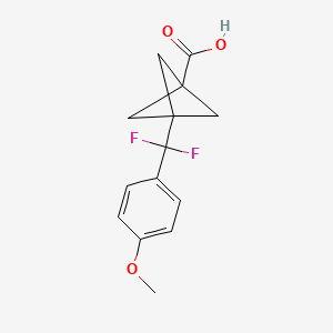 molecular formula C14H14F2O3 B8054342 3-(Difluoro(4-methoxyphenyl)methyl)bicyclo[1.1.1]pentane-1-carboxylic acid 