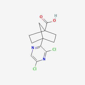 molecular formula C12H12Cl2N2O2 B8054409 4-(3,5-Dichloropyrazin-2-yl)bicyclo[2.2.1]heptane-1-carboxylic acid 