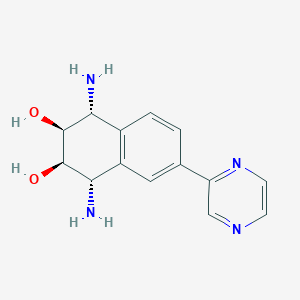 molecular formula C14H16N4O2 B8054430 (1R,2S,3R,4S)-1,4-diamino-6-pyrazin-2-yl-1,2,3,4-tetrahydronaphthalene-2,3-diol 