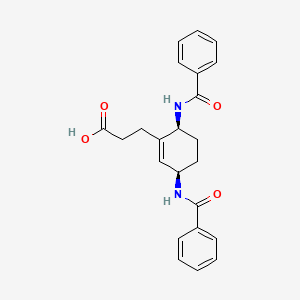 molecular formula C23H24N2O4 B8054468 3-((3R,6S)-3,6-bis(benzamido)cyclohex-1-en-1-yl)propanoic acid (racemic) 