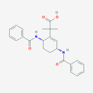 molecular formula C24H26N2O4 B8054477 2-((3R,6S)-3,6-bis(benzamido)cyclohex-1-en-1-yl)-2-methylpropanoic acid (racemic) 