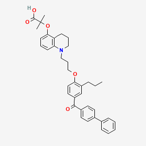 molecular formula C38H41NO5 B8054773 2-[(1-{3-[4-(联苯-4-基羰基)-2-丙基苯氧基]丙基}-1,2,3,4-四氢喹啉-5-基)氧基]-2-甲基丙酸 