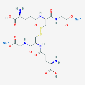molecular formula C20H30N6Na2O12S2 B8054784 disodium;2-[[(2R)-2-[[(4S)-4-amino-4-carboxybutanoyl]amino]-3-[[(2R)-2-[[(4S)-4-amino-4-carboxybutanoyl]amino]-3-(carboxylatomethylamino)-3-oxopropyl]disulfanyl]propanoyl]amino]acetate 