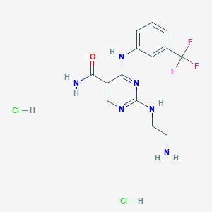 molecular formula C14H17Cl2F3N6O B8054831 2-[(2-Aminoethyl)amino]-4-[[3-(trifluoromethyl)phenyl]amino]-5-pyrimidinecarboxamideHydrochloride 