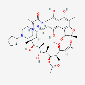 [(7S,9Z,11S,12R,13S,14R,15R,16R,17S,18S,19Z,21Z)-26-[(E)-(4-cyclopentylpiperazin-1-yl)iminomethyl]-2,15,17,27,29-pentahydroxy-11-methoxy-3,7,12,14,16,18,22-heptamethyl-6,23-dioxo-8,30-dioxa-24-azatetracyclo[23.3.1.14,7.05,28]triaconta-1(29),2,4,9,19,21,25,27-octaen-13-yl] acetate