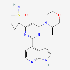 molecular formula C20H24N6O2S B8055041 4-{4-[(3R)-3-methylmorpholin-4-yl]-6-[1-(S-methylsulfonimidoyl)cyclopropyl]pyrimidin-2-yl}-1H-pyrrolo[2,3-b]pyridine 