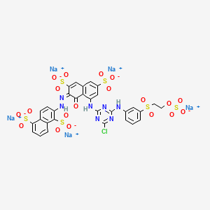 molecular formula C31H19ClN7Na5O19S6 B8055147 pentasodium;(3E)-5-[[4-chloro-6-[3-(2-sulfonatooxyethylsulfonyl)anilino]-1,3,5-triazin-2-yl]amino]-3-[(1,5-disulfonatonaphthalen-2-yl)hydrazinylidene]-4-oxonaphthalene-2,7-disulfonate 