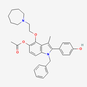 molecular formula C32H36N2O4 B8055287 [4-[2-(Azepan-1-yl)ethoxy]-1-benzyl-2-(4-hydroxyphenyl)-3-methylindol-5-yl] acetate 
