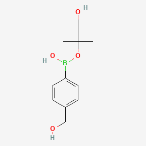 molecular formula C13H21BO4 B8055288 (3-Hydroxy-2,3-dimethylbutan-2-yl)oxy-[4-(hydroxymethyl)phenyl]borinic acid 