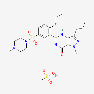 molecular formula C23H34N6O7S2 B8055298 5-[2-ethoxy-5-(4-methylpiperazin-1-yl)sulfonylphenyl]-1-methyl-3-propyl-4H-pyrazolo[4,3-d]pyrimidin-7-one;methanesulfonic acid 