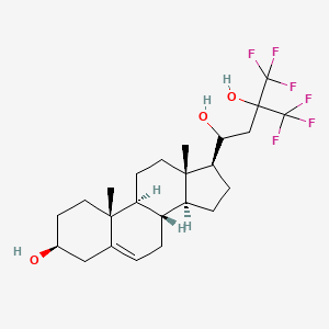 molecular formula C24H34F6O3 B8055317 4,4,4-trifluoro-1-[(3S,8S,9S,10R,13S,14S,17S)-3-hydroxy-10,13-dimethyl-2,3,4,7,8,9,11,12,14,15,16,17-dodecahydro-1H-cyclopenta[a]phenanthren-17-yl]-3-(trifluoromethyl)butane-1,3-diol 