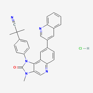 molecular formula C30H24ClN5O B8055475 4-[2,3-dihydro-3-methyl-2-oxo-8-(3-quinolinyl)-1H-imidazo[4,5-c]quinolin-1-yl]-alpha,alpha-dimethyl-benzeneacetonitrile,monohydrochloride 