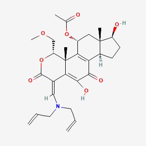 molecular formula C29H37NO8 B8055488 (1E,4S,4aR,5R,6aS,7S,9aR)-5-(acetyloxy)-1-[(di-2-propen-1-ylamino)methylene]-4a,5,6,6a,7,8,9,9a-octahydro-7,11-dihydroxy-4-(methoxymethyl)-4a,6a-dimethyl-cyclopenta[5,6]naphtho[1,2-c]pyran-2,10(1H,4H)-dione 