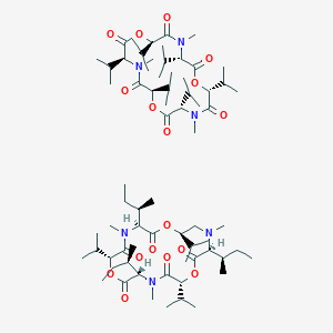 molecular formula C69H122N6O17 B8055539 cyclo[D-OVal-N(Me)Val-D-OVal-N(Me)Val-D-OVal-N(Me)Val].cyclo[D-OVal-N(Me)aIle-D-OVal-N(Me)aIle-Unk-N(Me)aIle] 