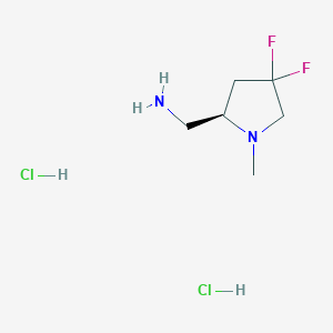 molecular formula C6H14Cl2F2N2 B8055670 [(2R)-4,4-Difluoro-1-methylpyrrolidin-2-yl]methanamine dihydrochloride 