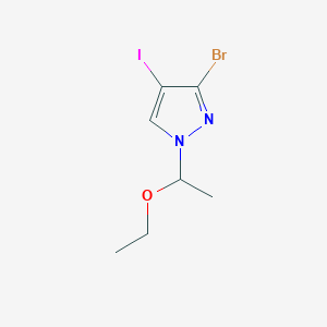 molecular formula C7H10BrIN2O B8055674 3-Bromo-1-(1-ethoxyethyl)-4-iodopyrazole 