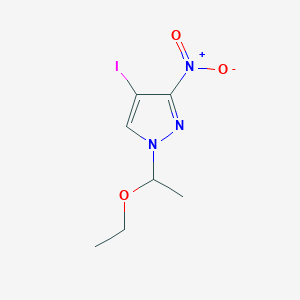 molecular formula C7H10IN3O3 B8055676 1-(1-Ethoxyethyl)-4-iodo-3-nitropyrazole 