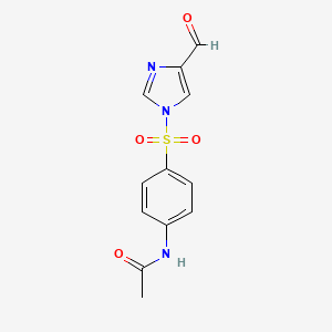 molecular formula C12H11N3O4S B8055733 n-{4-[(4-Formyl-1h-imidazol-1-yl)sulfonyl]phenyl}acetamide 