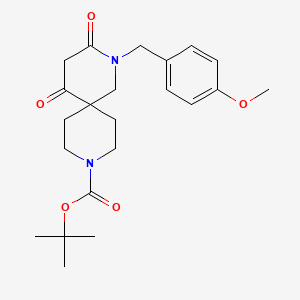 molecular formula C22H30N2O5 B8055794 Tert-butyl 2-(4-methoxybenzyl)-3,5-dioxo-2,9-diazaspiro[5.5]undecane-9-carboxylate 