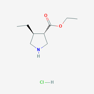 molecular formula C9H18ClNO2 B8055862 Ethyl trans-4-ethylpyrrolidine-3-carboxylate hydrochloride 