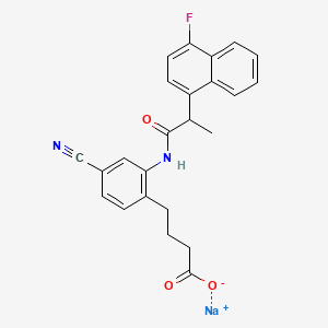 molecular formula C24H20FN2NaO3 B8055974 4-(4-Cyano-2-(2-(4-fluoronaphthalen-1-yl)propanamido)phenyl)butanoate,monosodiumsalt 