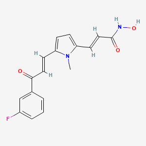 molecular formula C17H15FN2O3 B8055978 3-{5-[3-(3-fluorophenyl)-3-oxoprop-1-en-1-yl]-1-methyl-1H-pyrrol-2-yl}-N-hydroxyacrylamide 