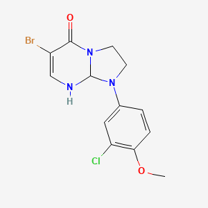molecular formula C13H13BrClN3O2 B8056144 6-bromo-1-(3-chloro-4-methoxyphenyl)-2,3,8,8a-tetrahydroimidazo[1,2-a]pyrimidin-5(1H)-one 