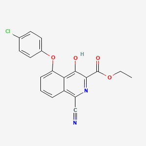 molecular formula C19H13ClN2O4 B8056186 Ethyl 5-(4-chlorophenoxy)-1-cyano-4-hydroxyisoquinoline-3-carboxylate 