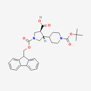 molecular formula C30H36N2O6 B8056208 (3S,4S)-1-(9H-fluoren-9-ylmethoxycarbonyl)-4-[1-[(2-methylpropan-2-yl)oxycarbonyl]piperidin-4-yl]pyrrolidine-3-carboxylic acid 