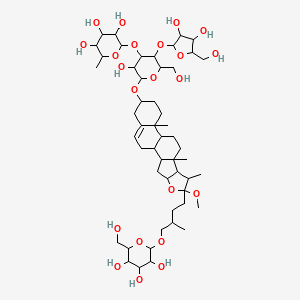 2-[3-[3,4-Dihydroxy-5-(hydroxymethyl)oxolan-2-yl]oxy-5-hydroxy-2-(hydroxymethyl)-6-[[6-methoxy-7,9,13-trimethyl-6-[3-methyl-4-[3,4,5-trihydroxy-6-(hydroxymethyl)oxan-2-yl]oxybutyl]-5-oxapentacyclo[10.8.0.02,9.04,8.013,18]icos-18-en-16-yl]oxy]oxan-4-yl]oxy-6-methyloxane-3,4,5-triol