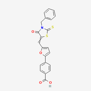 molecular formula C22H15NO4S2 B8056313 4-[5-[(Z)-(3-benzyl-4-oxo-2-sulfanylidene-1,3-thiazolidin-5-ylidene)methyl]furan-2-yl]benzoic acid 