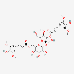 molecular formula C34H42O19 B8056316 [3,4,5-Trihydroxy-6-[4-hydroxy-3-[3-(4-hydroxy-3,5-dimethoxyphenyl)prop-2-enoyloxy]-2,5-bis(hydroxymethyl)oxolan-2-yl]oxyoxan-2-yl]methyl 3-(4-hydroxy-3,5-dimethoxyphenyl)prop-2-enoate 