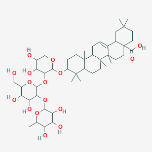 molecular formula C47H76O16 B8056328 3-{[6-Deoxyhexopyranosyl-(1->2)hexopyranosyl-(1->2)pentopyranosyl]oxy}olean-12-en-28-oic acid 