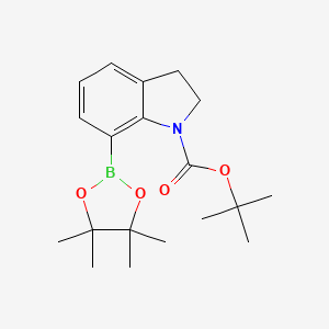molecular formula C19H28BNO4 B8056378 tert-Butyl 7-(4,4,5,5-tetramethyl-1,3,2-dioxaborolan-2-yl)indoline-1-carboxylate 