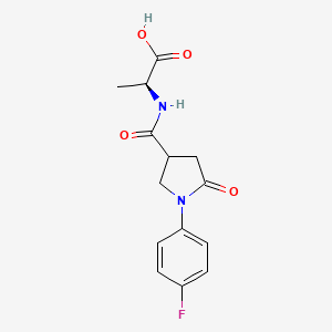 molecular formula C14H15FN2O4 B8056511 (2S)-2-[[1-(4-fluorophenyl)-5-oxopyrrolidine-3-carbonyl]amino]propanoic acid 