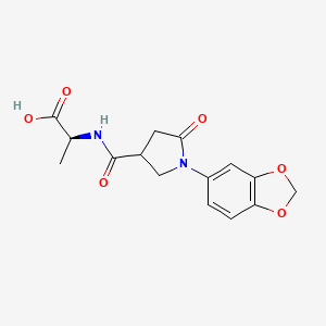 molecular formula C15H16N2O6 B8056517 (2S)-2-[[1-(1,3-benzodioxol-5-yl)-5-oxopyrrolidine-3-carbonyl]amino]propanoic acid 
