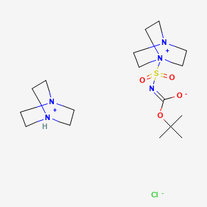 molecular formula C17H34ClN5O4S B8056525 4-aza-1-azoniabicyclo[2.2.2]octane;(1E)-N-(4-aza-1-azoniabicyclo[2.2.2]octan-1-ylsulfonyl)-1-[(2-methylpropan-2-yl)oxy]methanimidate;chloride 