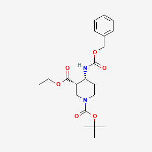 molecular formula C21H30N2O6 B8056648 1-O-tert-butyl 3-O-ethyl (3S,4R)-4-(phenylmethoxycarbonylamino)piperidine-1,3-dicarboxylate 