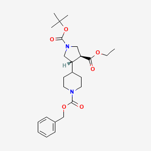 molecular formula C25H36N2O6 B8056653 1-O-tert-butyl 3-O-ethyl (3S,4S)-4-(1-phenylmethoxycarbonylpiperidin-4-yl)pyrrolidine-1,3-dicarboxylate 