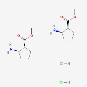 molecular formula C14H28Cl2N2O4 B8056687 methyl (1S,2R)-2-aminocyclopentane-1-carboxylate;methyl (1R,2S)-2-aminocyclopentane-1-carboxylate;dihydrochloride 