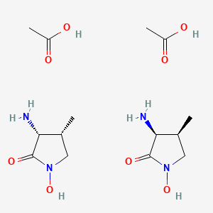 molecular formula C14H28N4O8 B8056688 acetic acid;(3S,4S)-3-amino-1-hydroxy-4-methylpyrrolidin-2-one;(3R,4R)-3-amino-1-hydroxy-4-methylpyrrolidin-2-one 