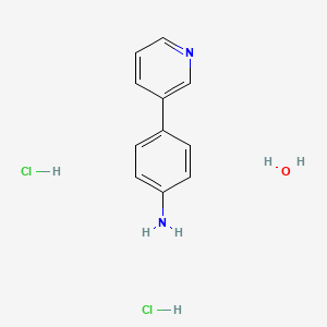 molecular formula C11H14Cl2N2O B8056694 4-Pyridin-3-ylaniline;hydrate;dihydrochloride 