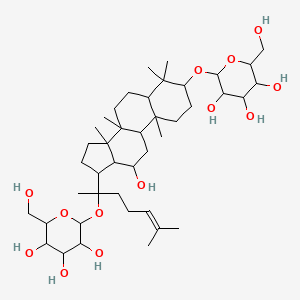 2-(Hydroxymethyl)-6-[[12-hydroxy-4,4,8,10,14-pentamethyl-17-[6-methyl-2-[3,4,5-trihydroxy-6-(hydroxymethyl)oxan-2-yl]oxyhept-5-en-2-yl]-2,3,5,6,7,9,11,12,13,15,16,17-dodecahydro-1H-cyclopenta[a]phenanthren-3-yl]oxy]oxane-3,4,5-triol